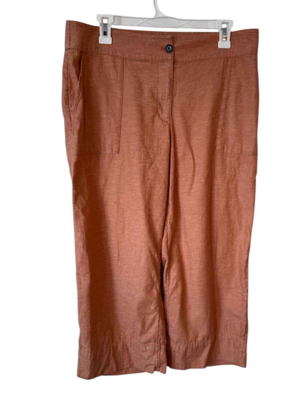 Pure Jill J.Jill Hemp Blend Crop Pants Petite M Rust Orange Wide Leg